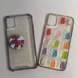 gummy bear glittery iphone 11 3d case lot rainbow swirl pop socket